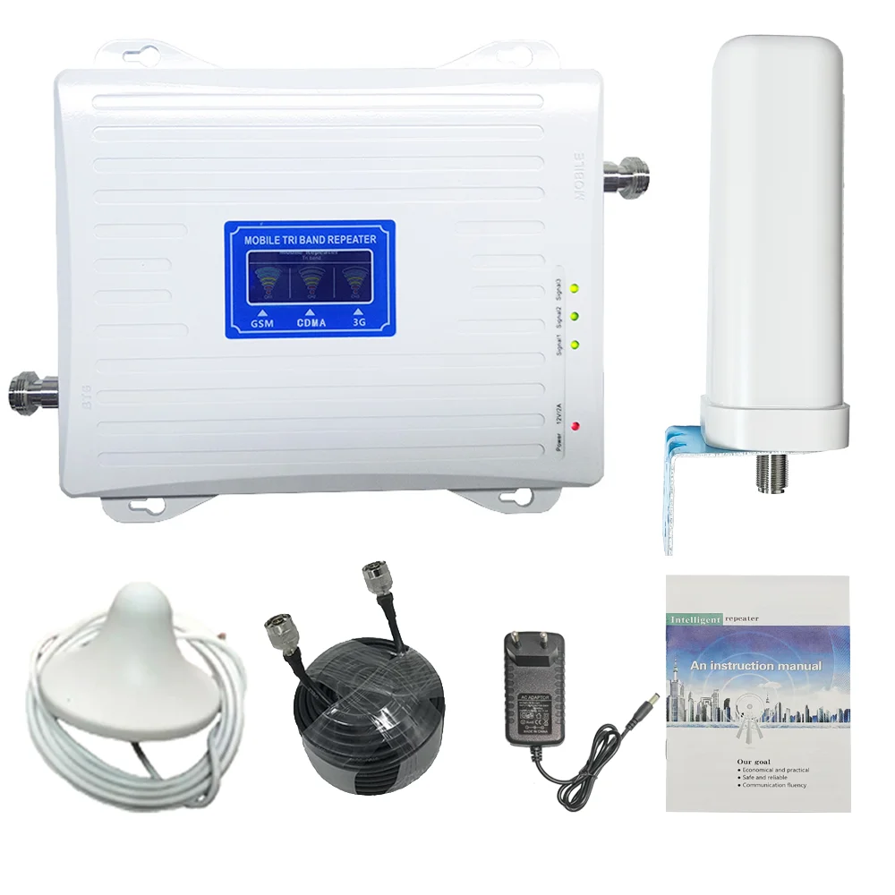 Ex Factory 4G Mobile Signal Amplifier Repeater Indoor Gsm 850Mhz W-Cdma Tri Band Mobile Signal Repeater/Booster
