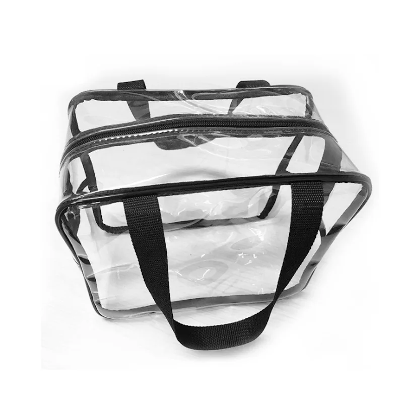 Custom Logo PVC Transparent Clear Zipper Beauty Organizer Storage Handbag Large Capacity Bath Wash Cosmetic Makeup Bag Case