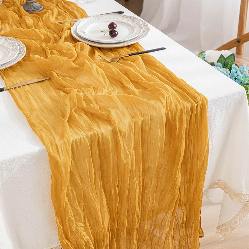 Wholesale Modern Popular Hotel Party Wedding Christmas Festival Decorative Table Runner Cheesecloth Wedding Arch Gauze Fabric