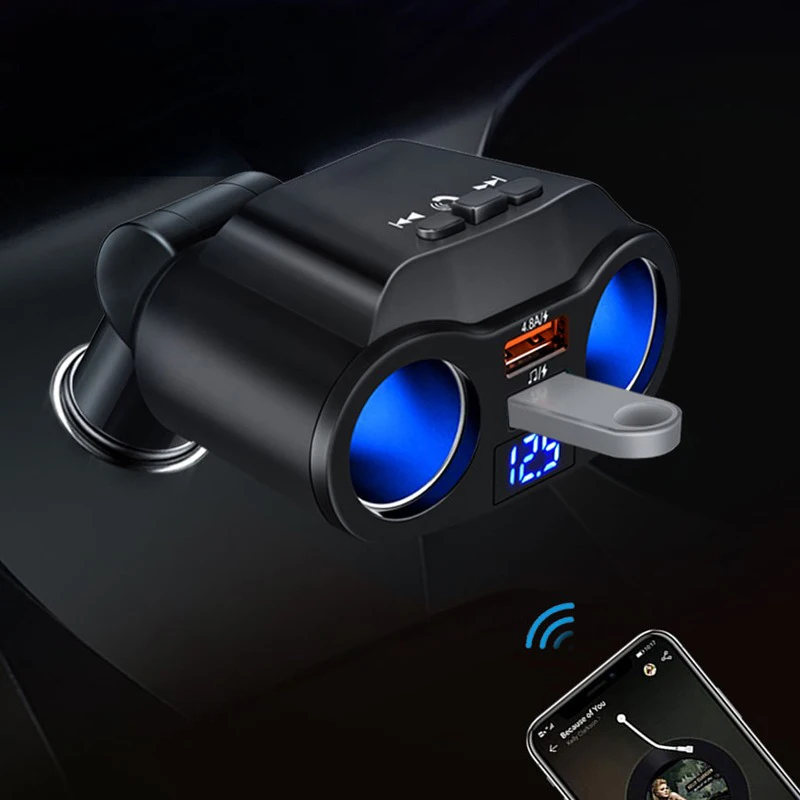 SEAMETAL 4.8A Super Fast Charging 12V Car Charger QC 3.0 Quick Charge Auto Dual USB Cigarette Lighter Socket Splitter