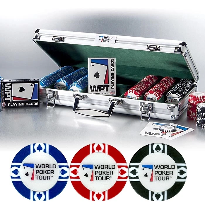 500pcs stickers poker chip set in Silver aluminium case