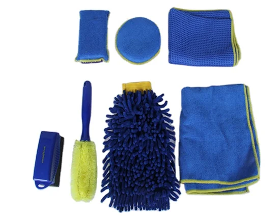 
Blue multi-functional microfiber car cleaning tool kit 7pcs 