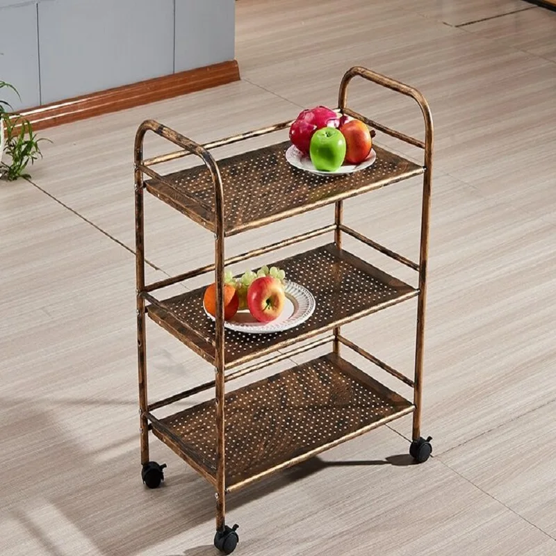 Home Kitchen Shelf Stainless Steel Storage Rack Floor-to-ceiling Black Paint Three-layer Vegetable Shelf Shelf