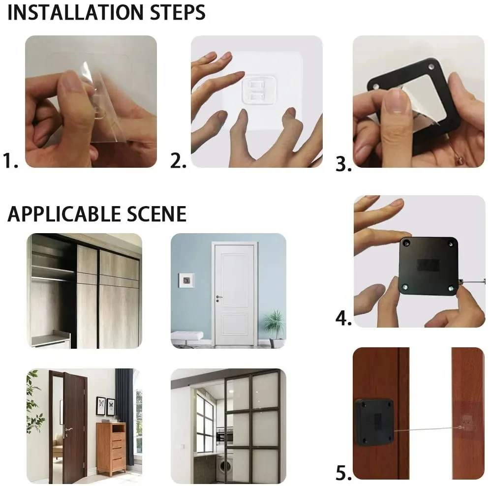 Punch-free Automatic Door Closer For All Doors Hardware 400g Tension Automatic Sensor Door Closer Furniture Hardware