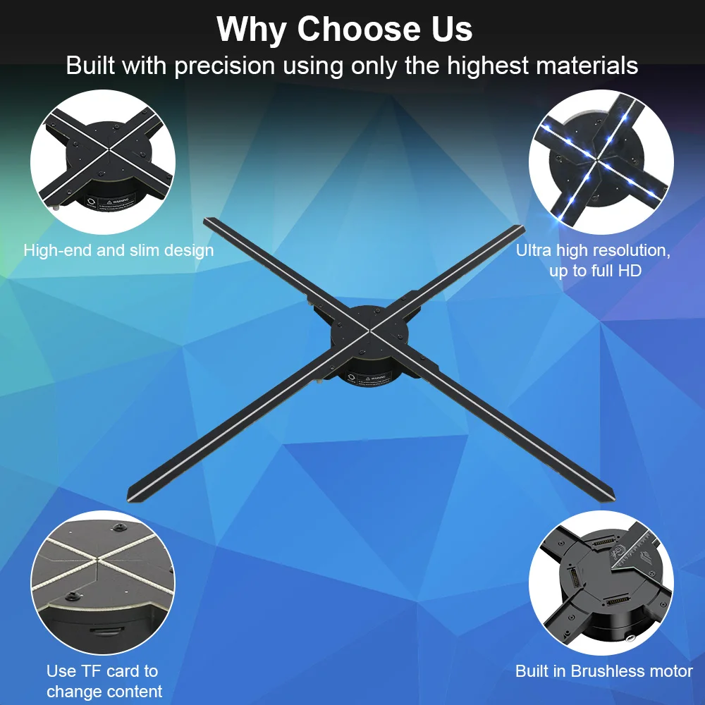 Remote Control Innovative APP WIFI Android 65cm 3D Fan Hologram Advertising Display Machine 3D Holographic Hologram Led Fan