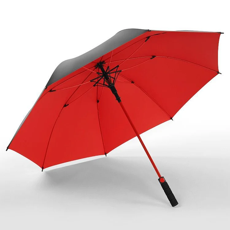 Semi-Automatic Advertisement Rain Umbrella Double Canopy Air Vented Red Frame Golf Umbrella With Logo Custom