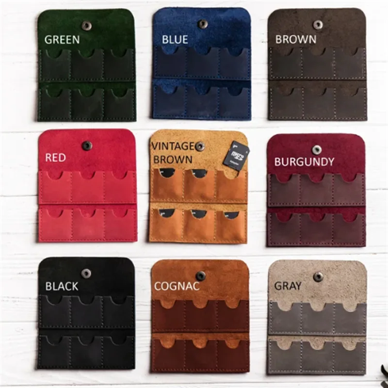 Durable Genuine Leather SD Card Case Minimalist Memory Card Holder Practical SD Memory Card Organizer for Photography Lovers