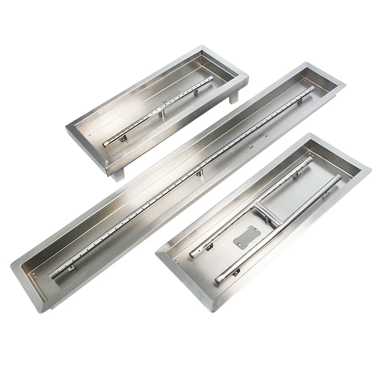 Linear pan fire pit burner kit/ indoor fire place