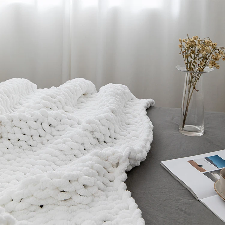 Белые супер уютные толстые вязаные одеяла ручной работы на заказ для домашнего декора