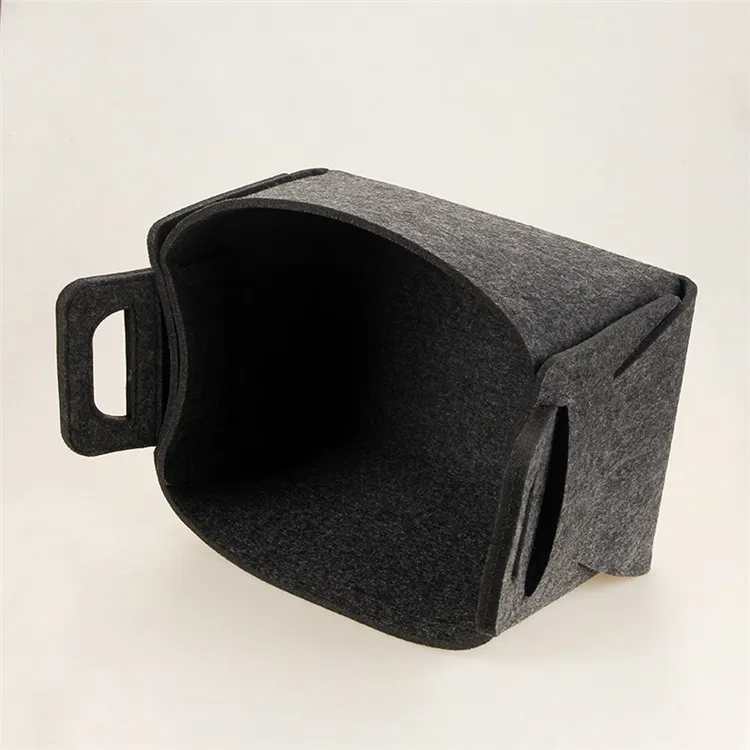 Large Capacity Black Foldable Felt Fabric Storage Basket With Strong Load-Bearing large foldable felt box