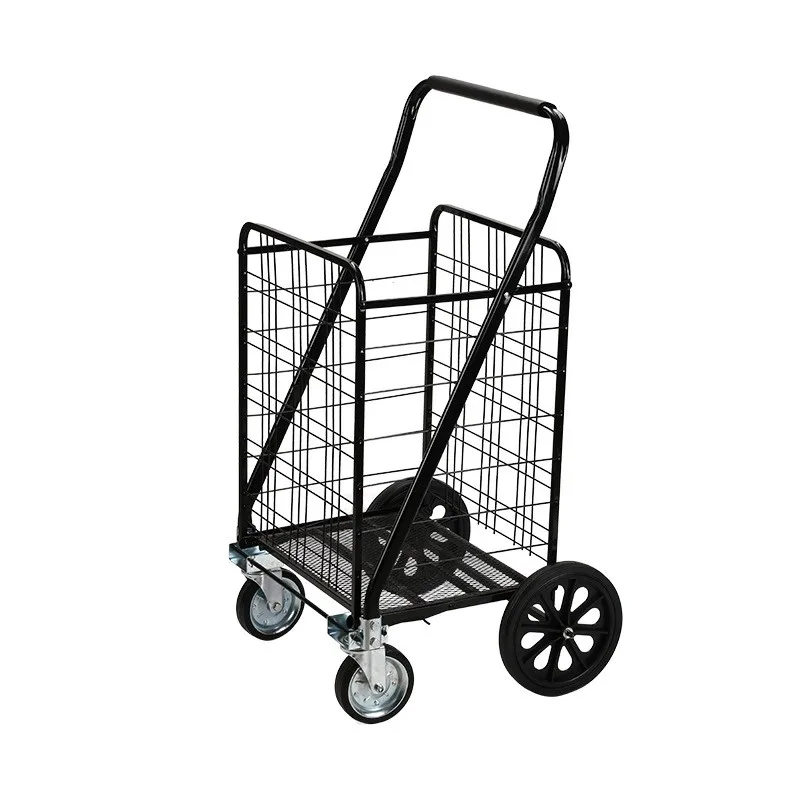 Heavy Duty Rolling Grocery Shopping Cart Utility Foldable Jumbo Luggage Trolley Cart for Luggage Carrying with Strong Wheels
