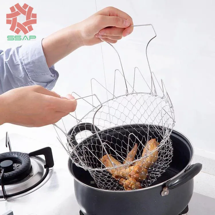 Складная корзина для жарки шеф-повара сетка из нержавеющей стали кухонный дуршлаг кухонные