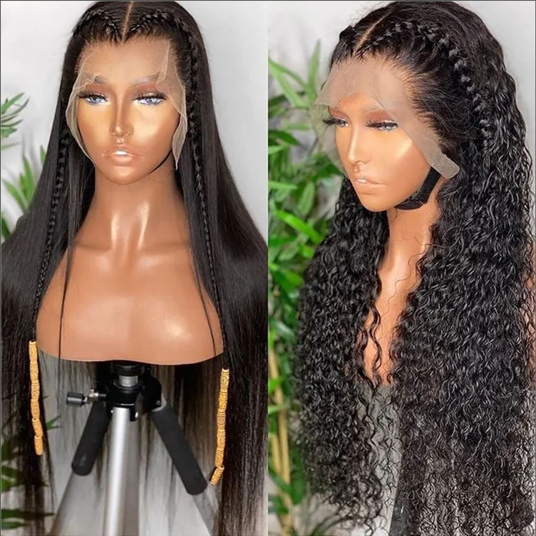  Wholesale Raw Indian Virgin Hair HD Lace Frontal Wig Women Curly Full Swiss Front Closure Human