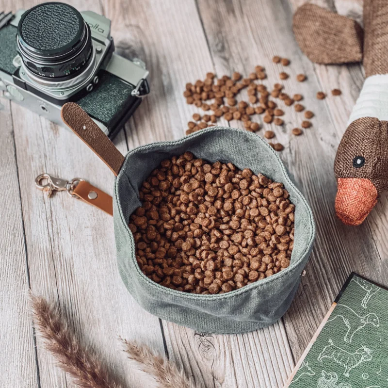 Водонепроницаемая миска для кормления собак, вощеная холщовая дорожная миска для собак, индивидуальная миска для кормления питомцев