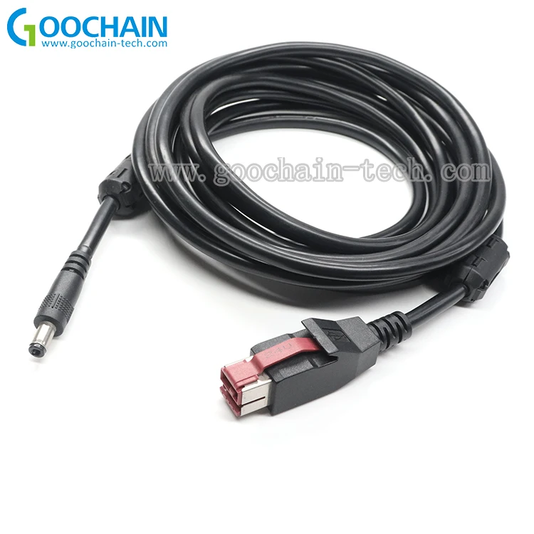 Hot Selling 24V powered USB Cable With Ferrite Core To DC 5.5*2.5 Connector Printer Cable for Printer POS Scanner