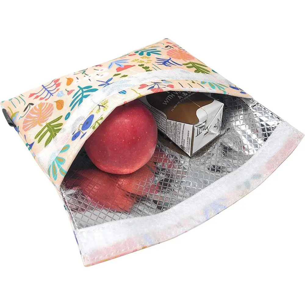 Small Reusable 100% Cotton Canvas Insulated Snack Sandwich Bread Bag  Cotton Canvas Small Insulated Snack Bag