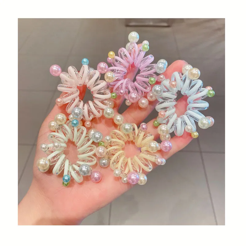 Elastic Hairband Ponytail Holders Rubber Band Beads Pearl Hair Ties For Women