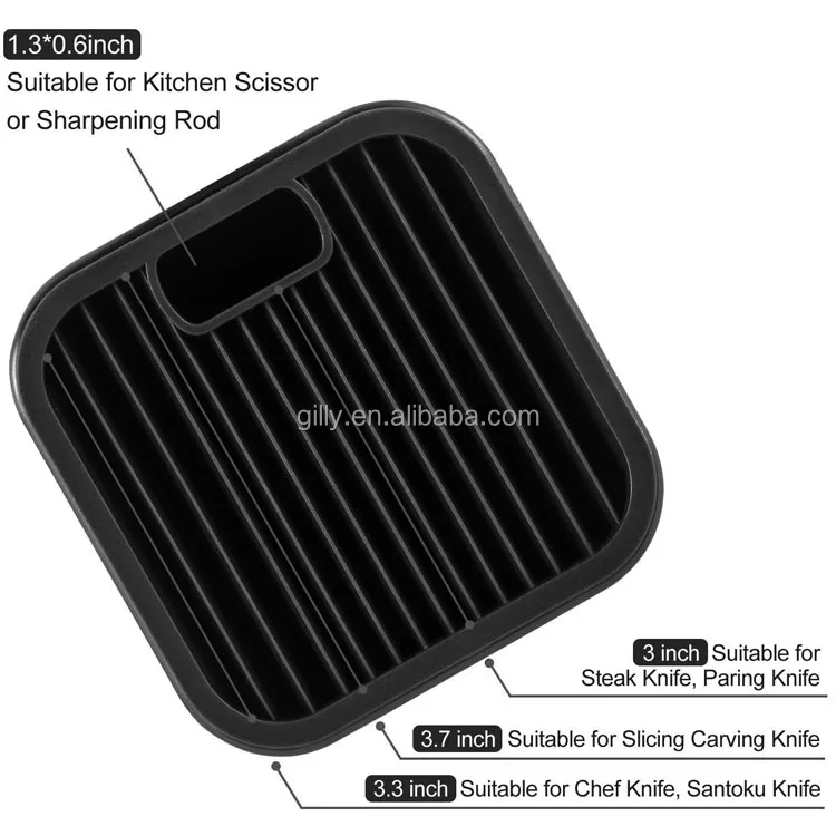 space saving black knife block with rectangular design stainless steel knives and scissors holder