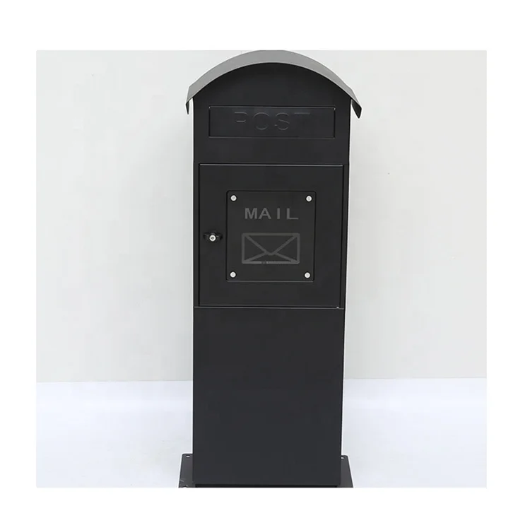 Outdoor Newspaper Holder Black Post Box Iron Letter Box MailBox