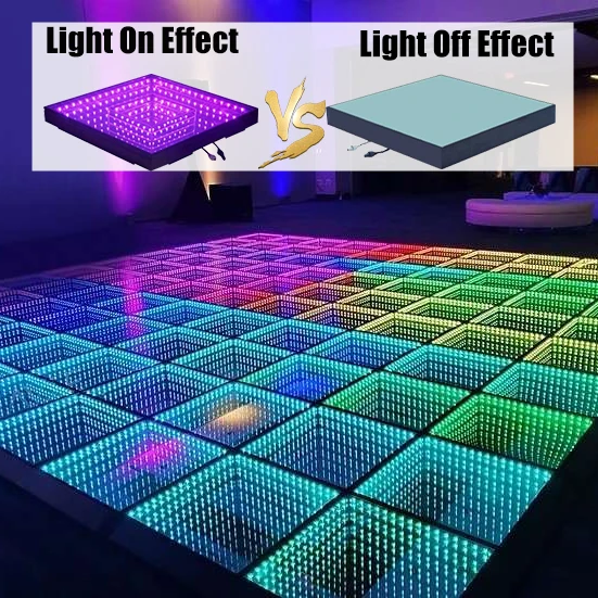 Interactive Dance Floor Fast Set Up Magnet 3d Infinity Mirror Led Dance Floor For LED DJ Light Party Events Dancing Floor Panel