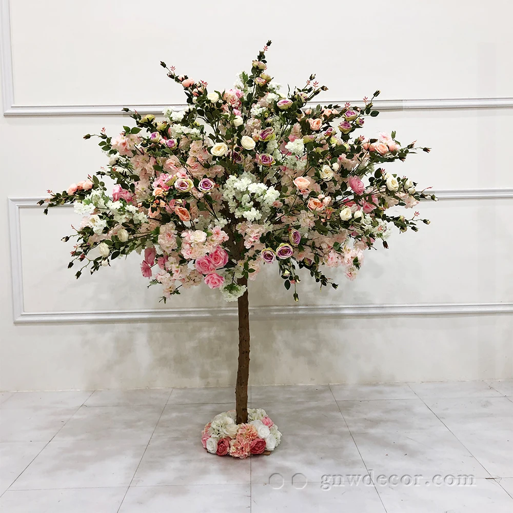GNW new peach cherry blossom tree artificial  silk blossom tree for outdoor indoor wedding table centerpieces tree