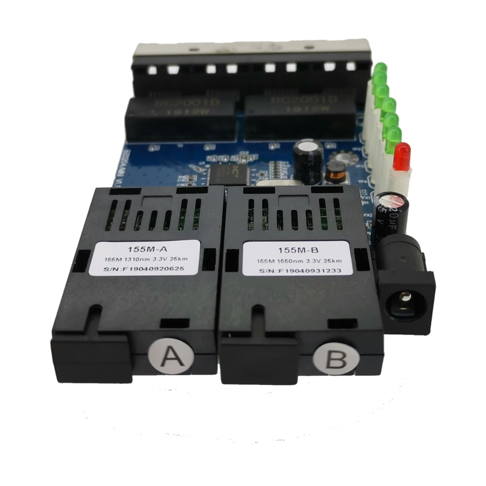 RTXMC 10/100m 2f4e Fast Fiber Switch 2 Optical Port 4 Rj45 Port Reverse POE Network Switch fiber optical media converter