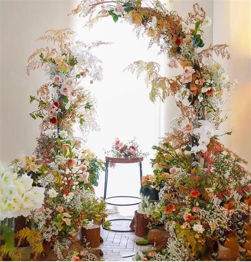 Hot sale 2024 Wood Frame Wedding Flower Arrangement Handmade Floral wedding arch floral arrangements for wedding decoration
