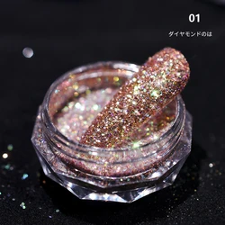 Reflective Thermal Nail Powder Glitter Nail Shinning Crystal Rhinestone Sequin Chrome Pigment UV Gel Polish Nail Decoration
