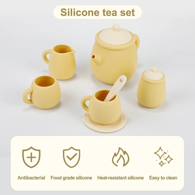 2023 Hot Selling Silicone Tea Set Toy For Kids Montessori Educational Toy Other Pretend Play Preschool Boys Kitchen Toys