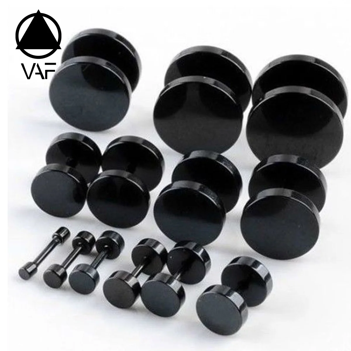 VAF Men Cool Punk Round Black Earrings Stainless Steel Ear Stud Piercing Earrings 3Mm - 14Mm