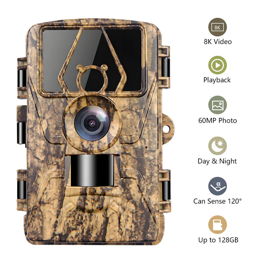 HunterCam PR801 8K 60MP Wildlife Scouting Camera Trap, Motion Detection Available, Waterproof IP66, Factory selling OEM/ODM,