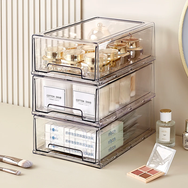 Chenyi Premium Transparent Beauty Storage Bins Stackable Cosmetic Storage Boxes & Bins Multipurpose Makeup Storage Drawer