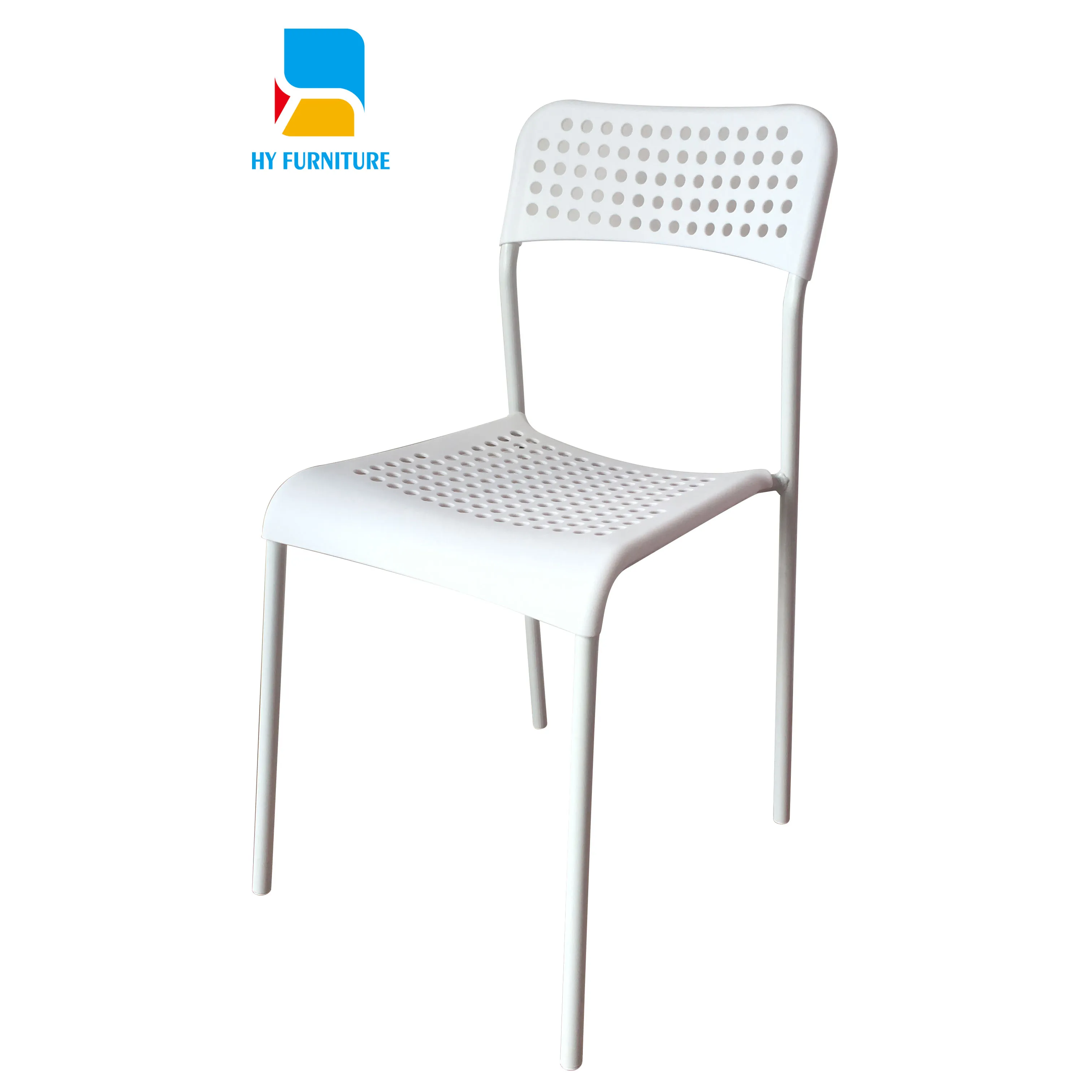 Home Furniture Steel Plastic Modern Furniture Dining Room Furniture Square Monoblock Chair Dining Chair Metal Leg Assemble