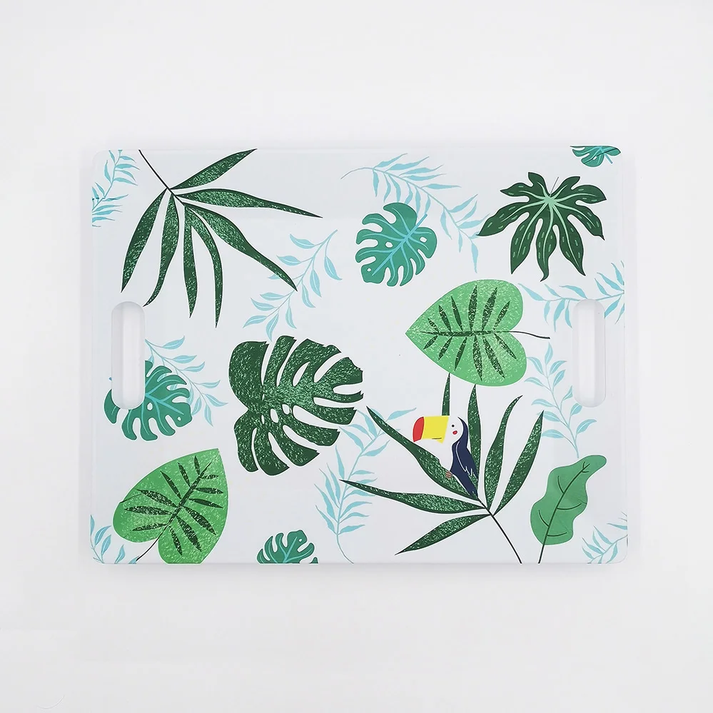 Custom design rectangle melamine daily serving tray with handles