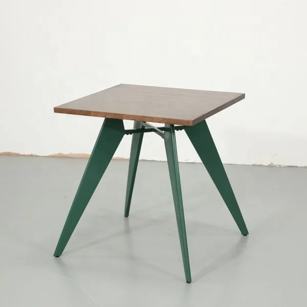 Factory wholesale China Wholesale Modern Coffee Restaurant Hotel Furniture Wood Metal Solid Top Home Dining Table