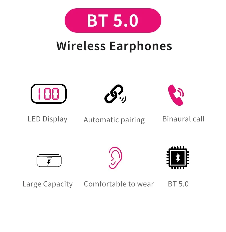 TWS J2 Real wireless earbuds with Charger Box from Manufacturer Shenzhen Compro Produce bt5.0 LED digital display headset