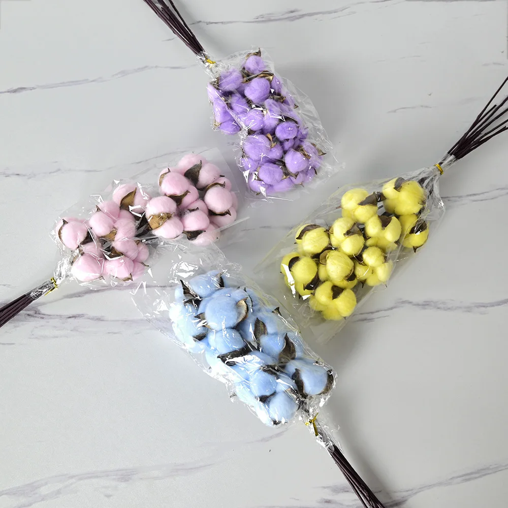New Designs 10 branches Natural Arrangement Artificial Dried Flowers Decorative Cotton Flower Dried Cotton Flower Head