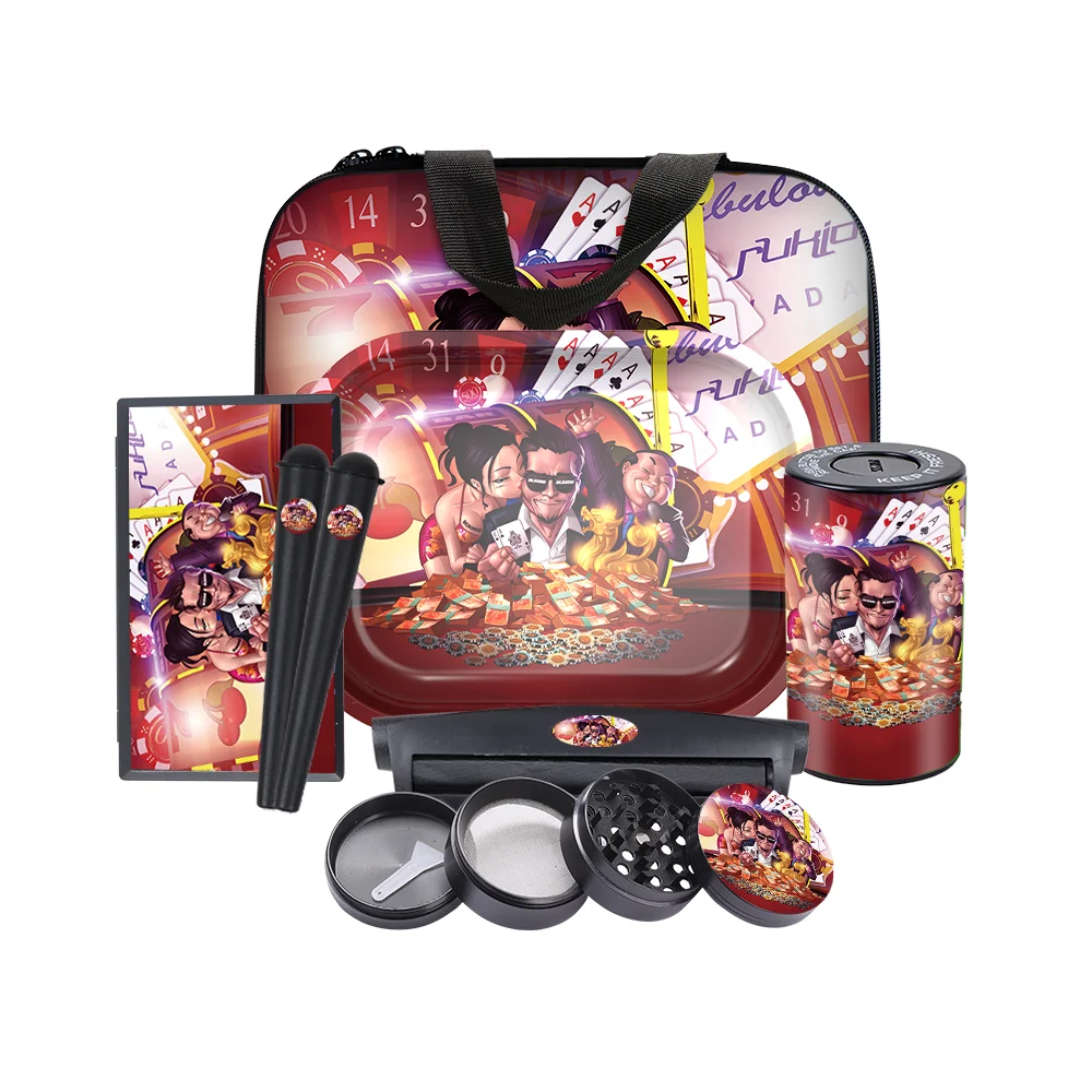 rolling tray scale grinder jar  rolling machine tobacco tubes all in one  smoking kit with full printing bags .