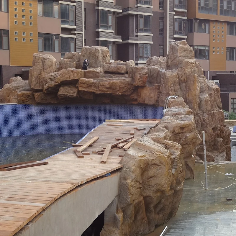 High quality large rockery fiberglass waterfalls natural stone garden fountain outdoor