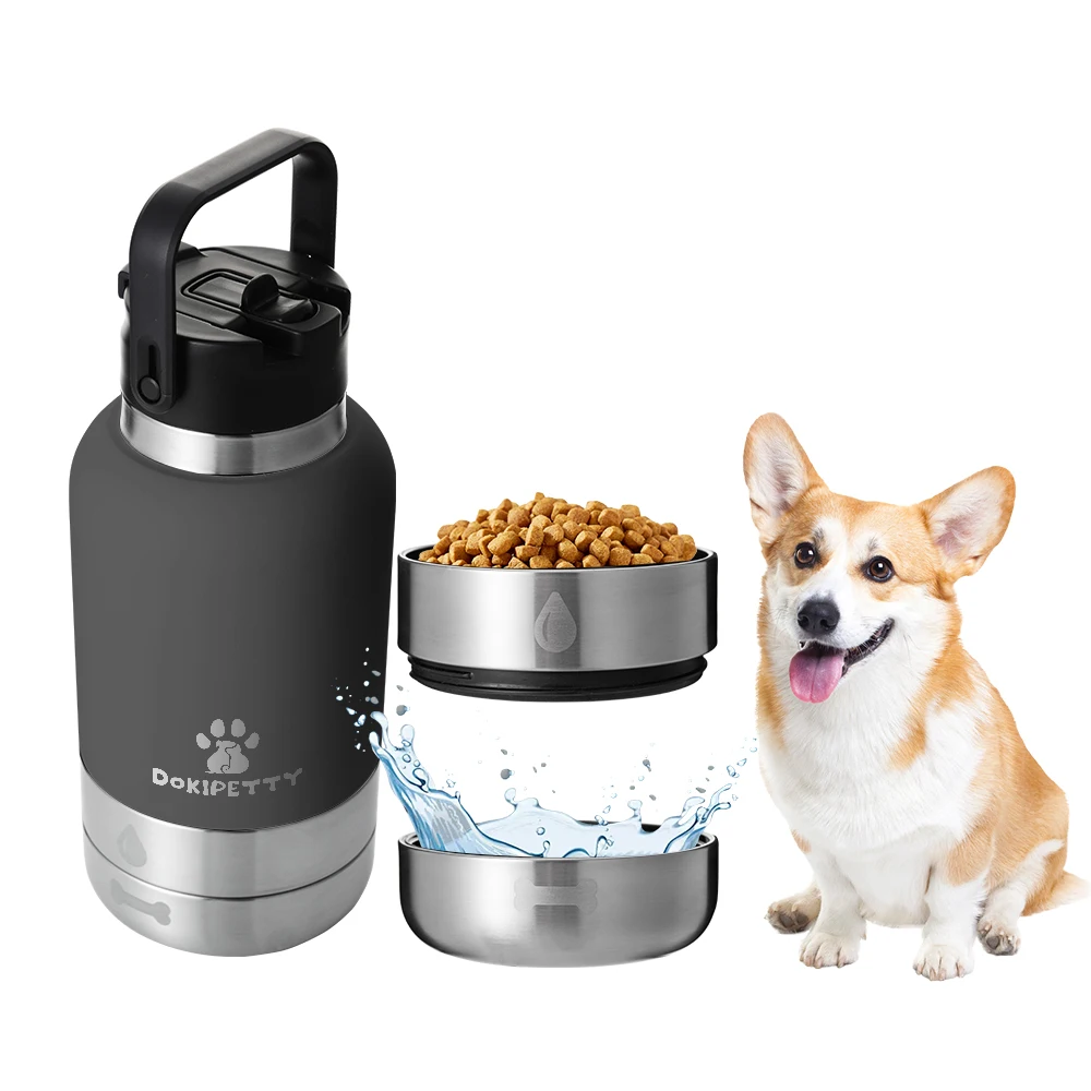 Best Seller Leak Proof Portable Puppy Pet Water Bottle Dog Water Bottle for Outdoor Walking Travel with Two Pet Feeder Bowls