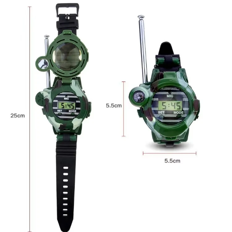Portable Camo 7 In 1 Walkie Talkie Watch Waterproof Multi-functional Wireless Walkie Talkie Watches Kids Toys