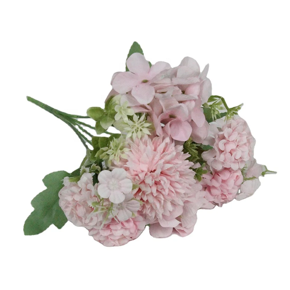 Lusiaflower высокое качество заводская цена комплект из 5 вилок цветов гортензии и хризантемы для домашнего свадебного декора