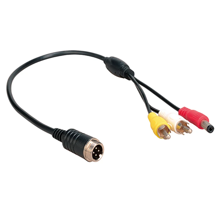 Dongguan Guangying M12 4Pin Aviation Cable Male to 2RCA+1DC AV Cable