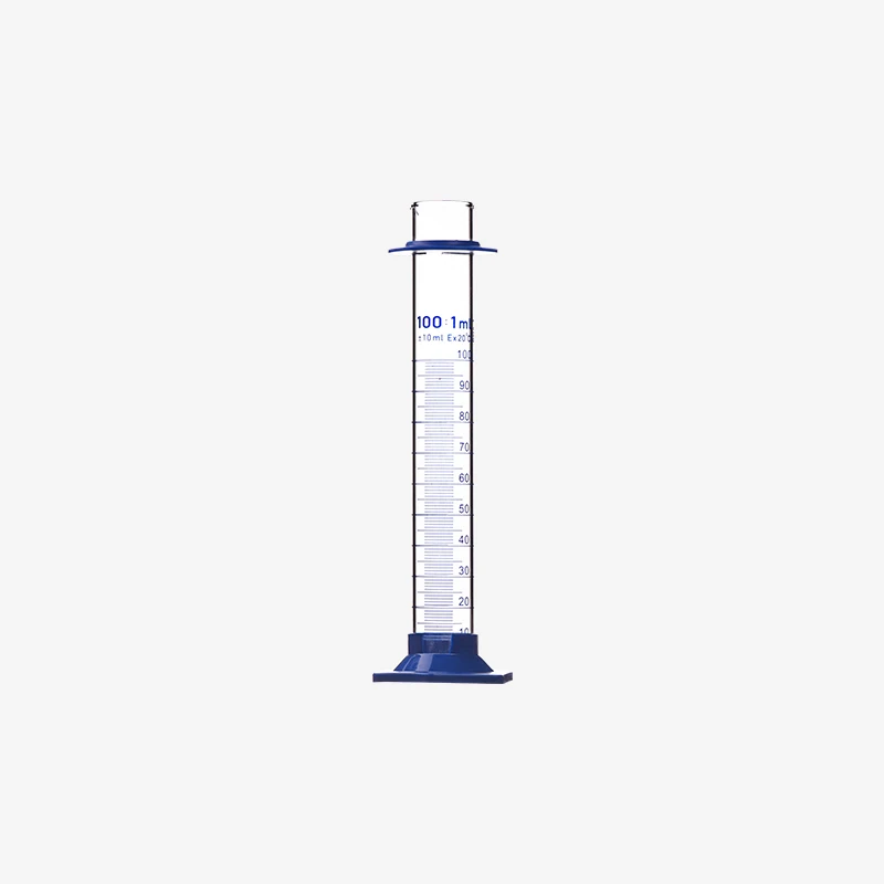 Laboratory glassware 100ml glass Thickened blue Plastic Bottom Measuring Cylinder With Graduation