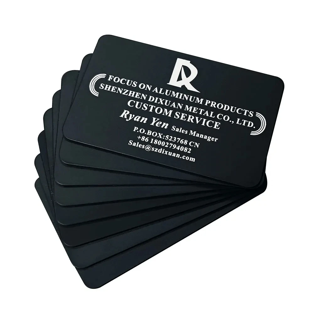 CNC Smooth Edge Blank DIY Logo Engraving Matt Black Sandblasted Anodized Aluminum Metal Office Visiting Business card
