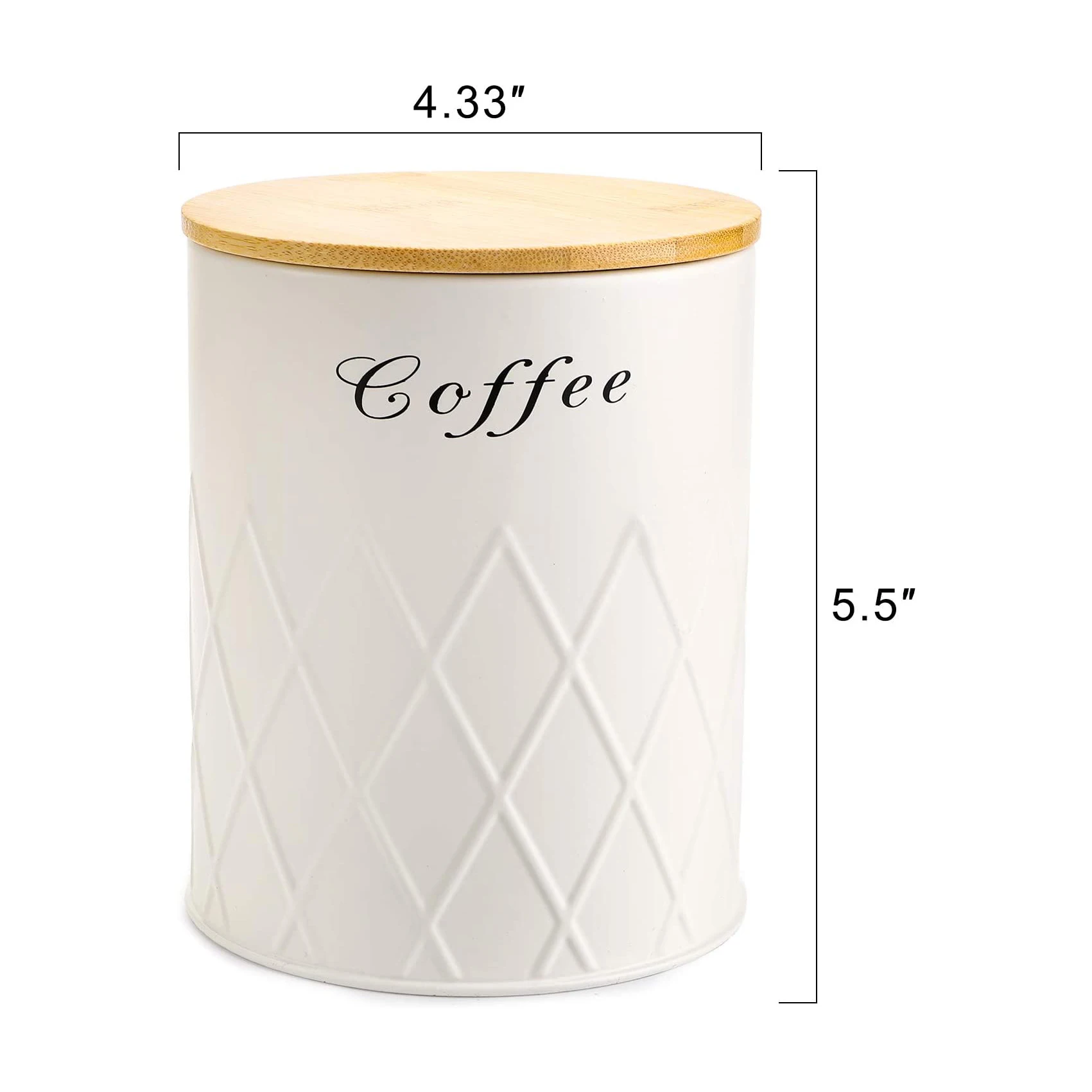 Set of 3 Metal Kitchen Canisters Sets Lids Coffee Sugar Tea Container with Airtight Metal Food Kitchen Accessories Europe White