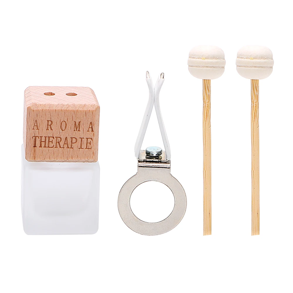 Frosted matte clear 8ml 10ml square car perfume bottle with clip use for auto air vent