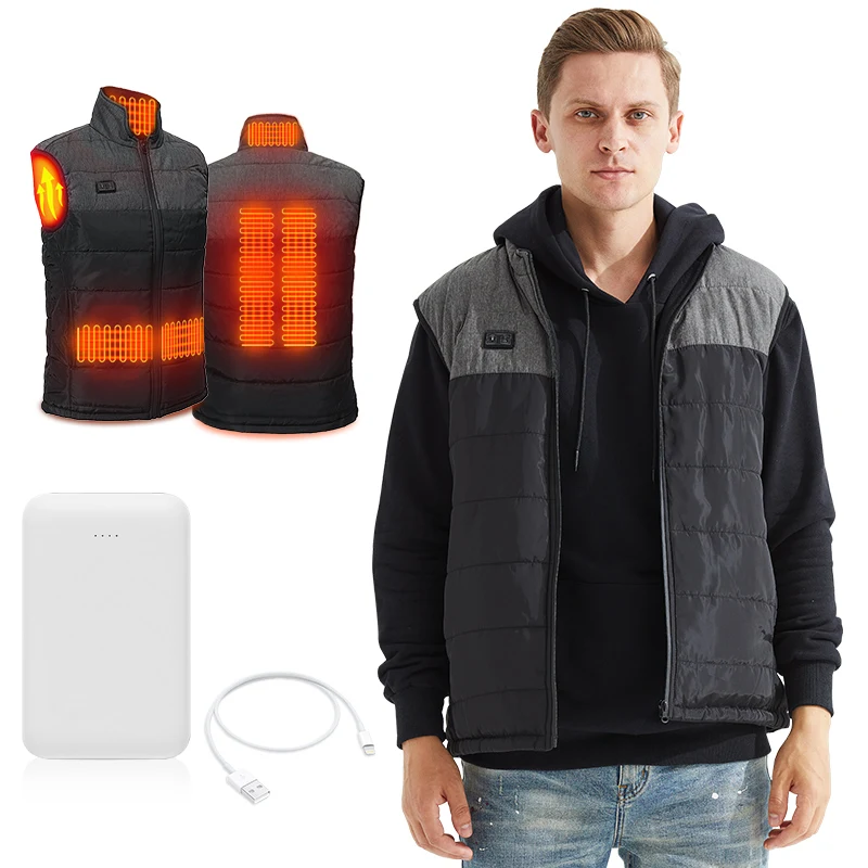 Factory custom double switch 9/11 places winter heated vest men women usb heated jacket 8xl 9xl
