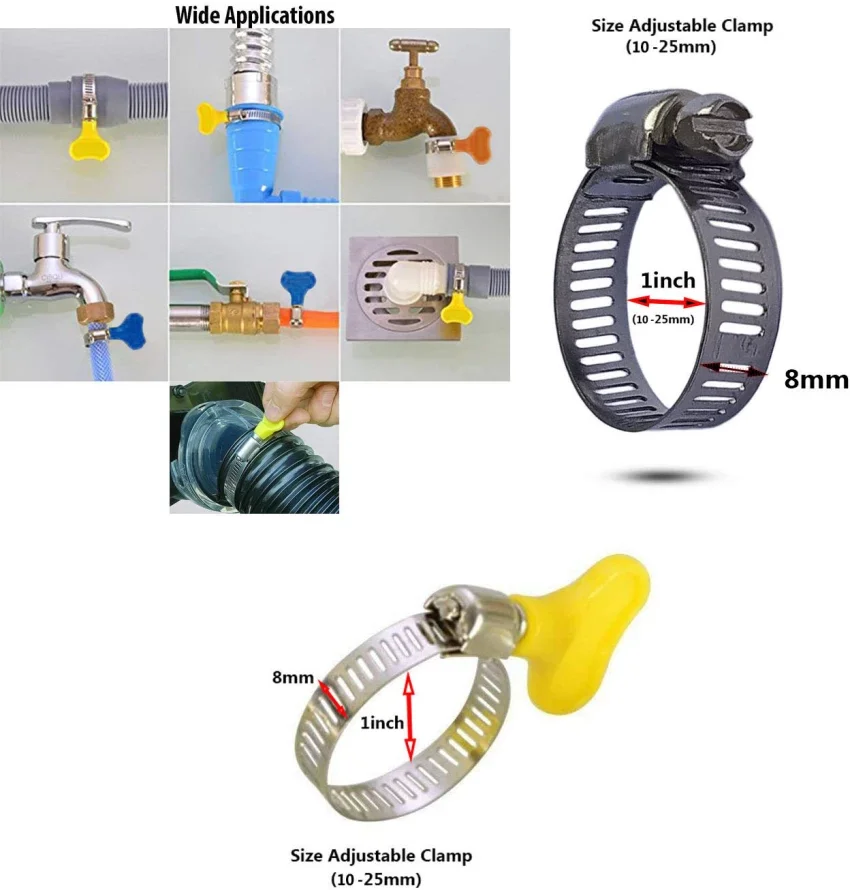 Customized American Style Butterfly Plastic Key Type Adjustable Handle Hose Clamp
