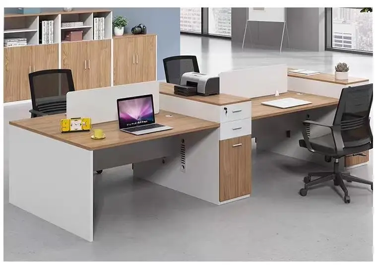 High quality 3 person partition workstation tables with wire box computer desk